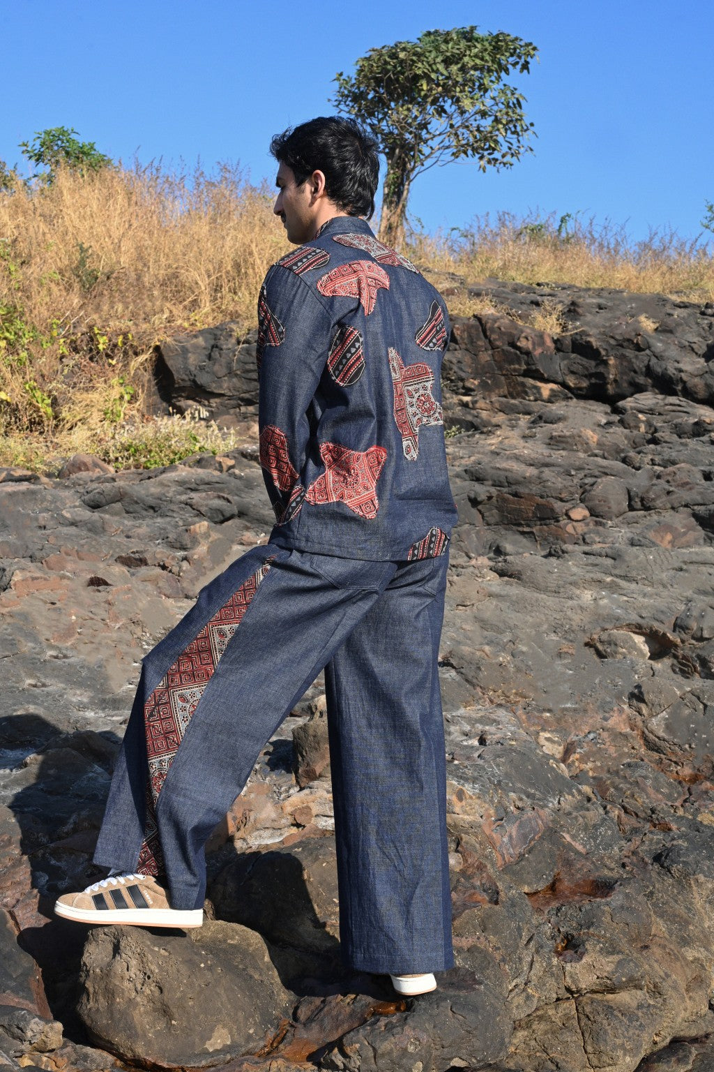 Denim Ajrakh Pants