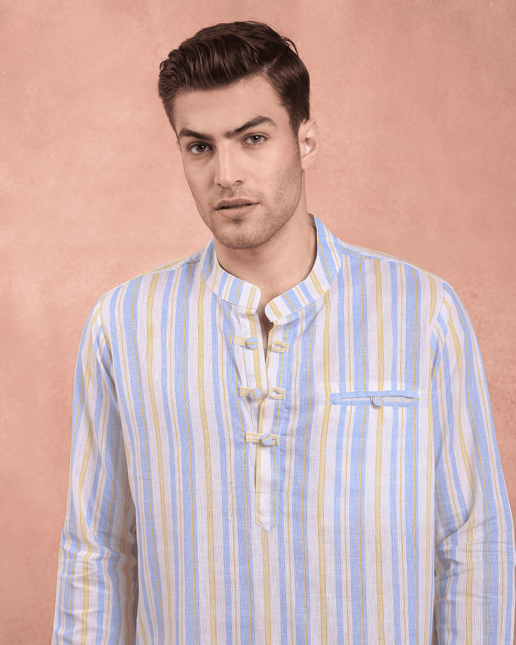 White and Blue stripe Kurta Shirt