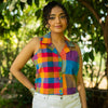 Madras checks sleeveless shirt