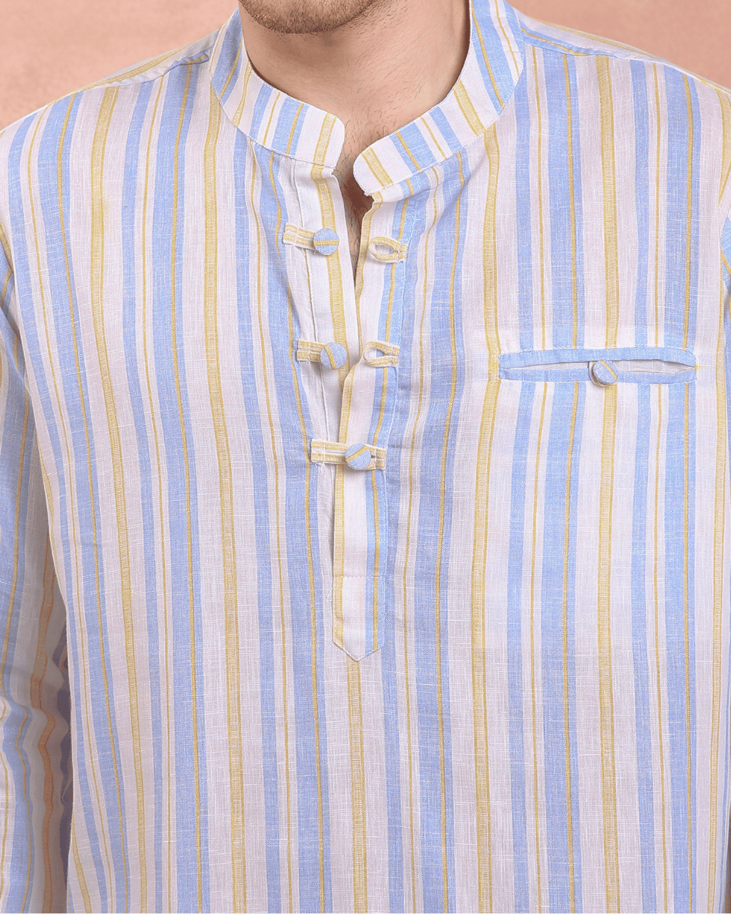 White and Blue stripe Kurta Shirt