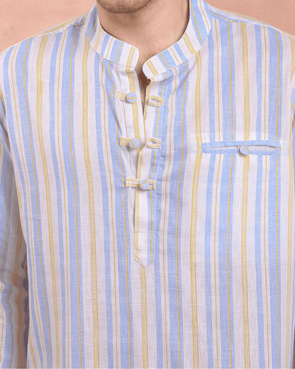 White and Blue stripe Kurta Shirt