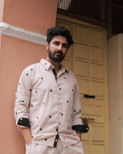 Clubs & Spades-Beige Shirt