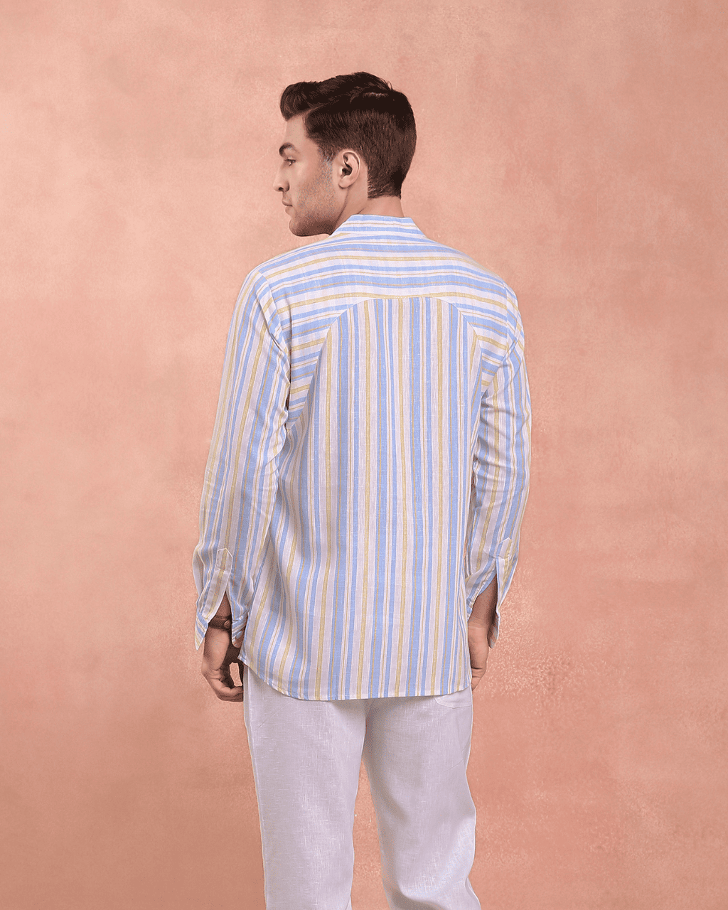 White and Blue stripe Kurta Shirt