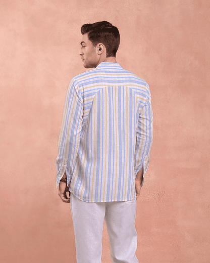 White and Blue stripe Kurta Shirt