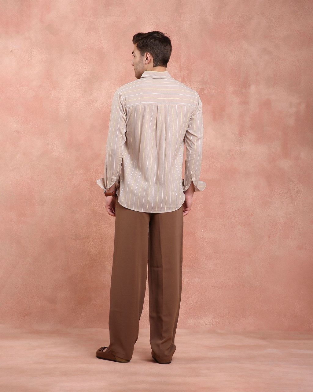Beige Stripe Linen Shirt
