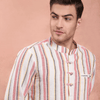 White and Red stripe Kurta Shirt