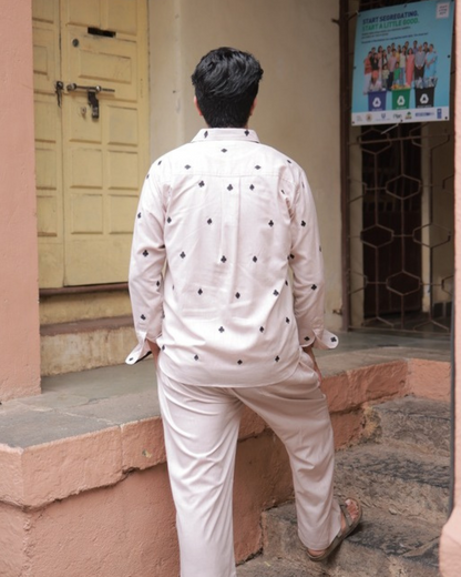 Clubs & Spades-Beige Shirt