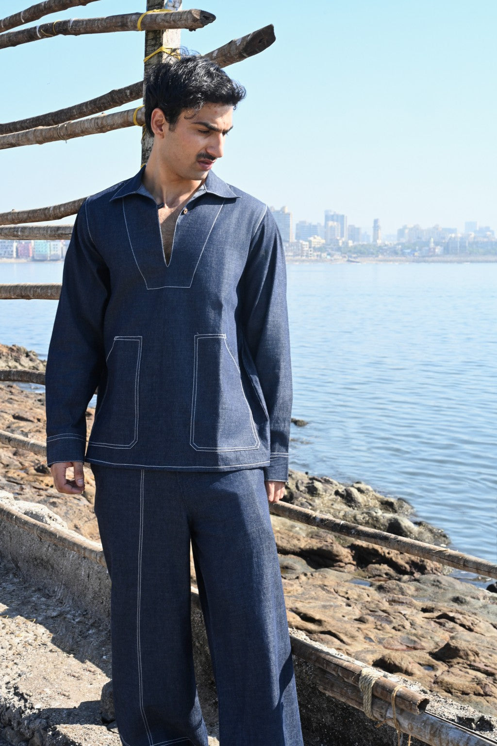 Denim V neck Co-ord Set