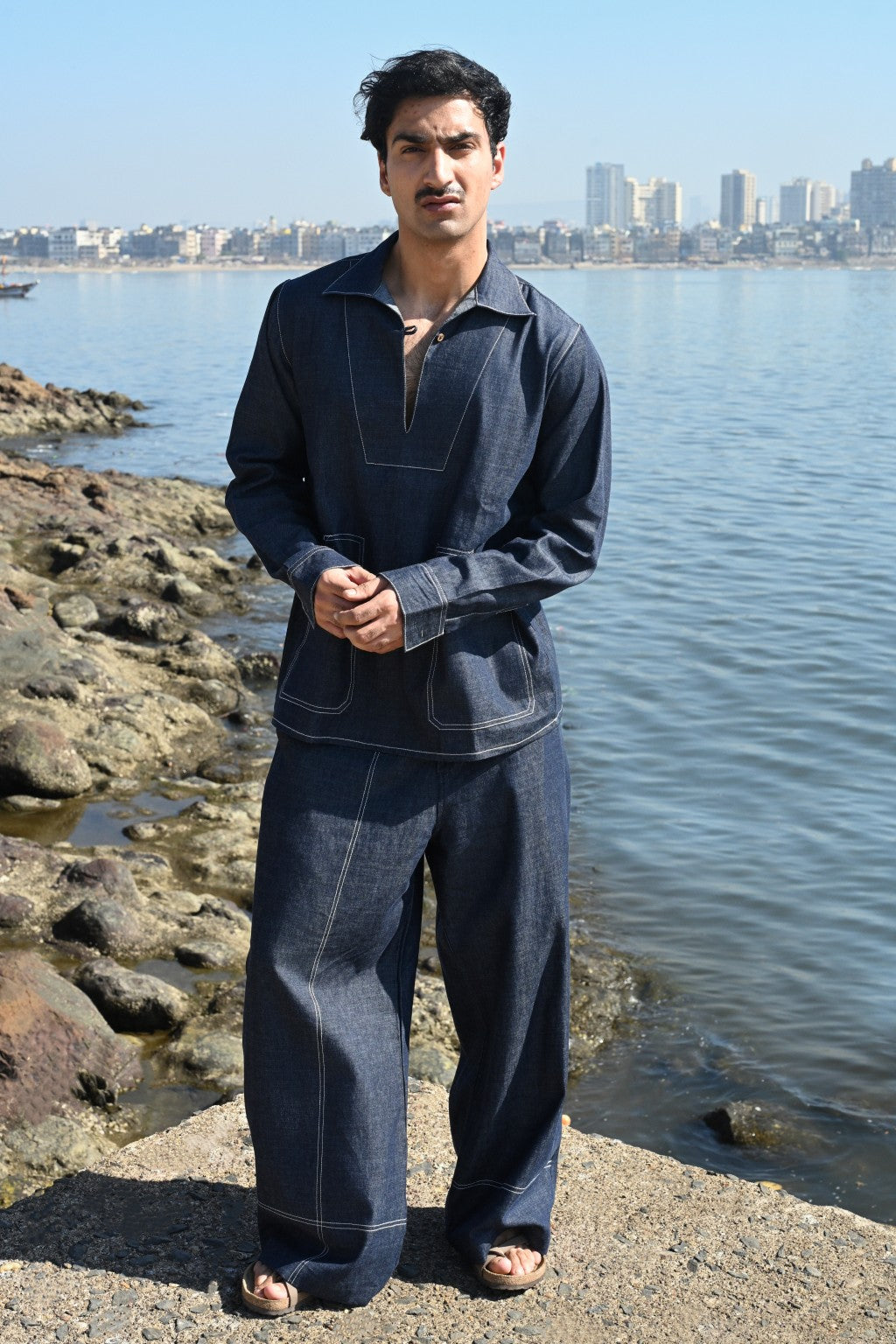 Denim V neck Co-ord Set