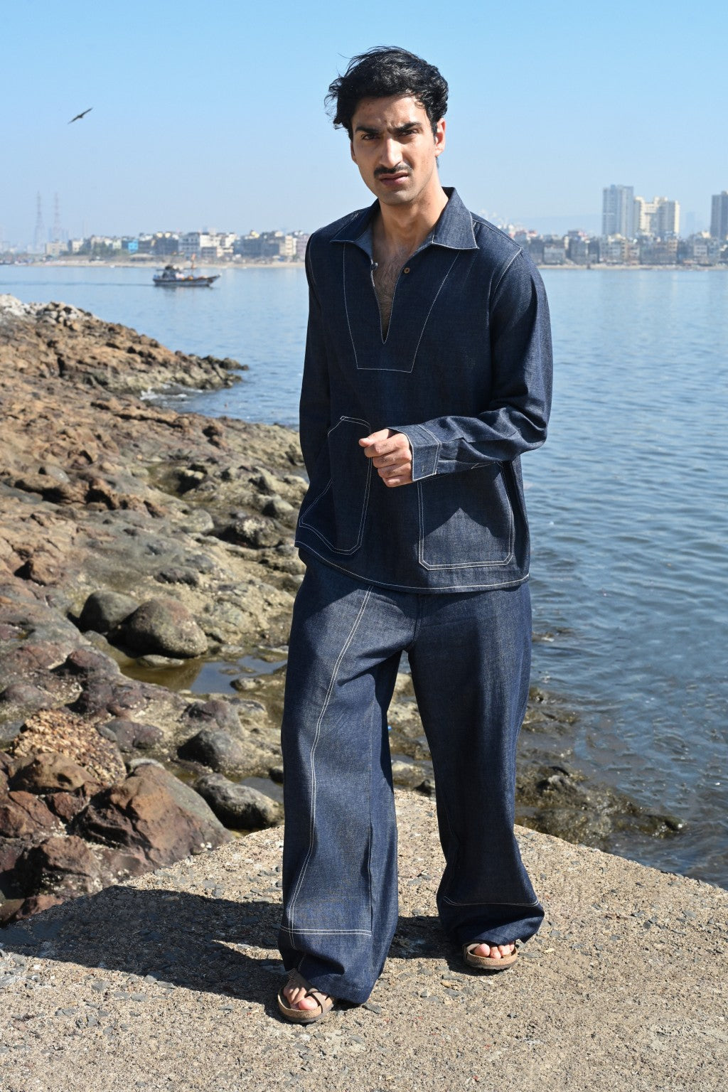 Denim V neck Co-ord Set