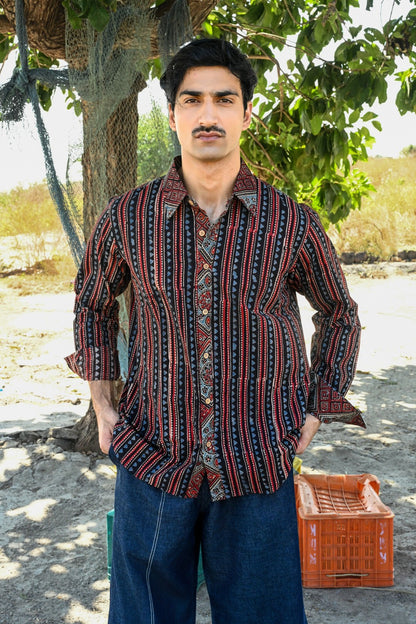 Trikona ajrakh shirt