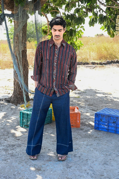 Trikona ajrakh shirt