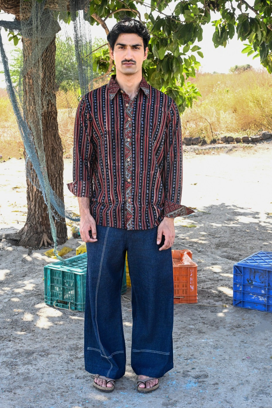 Trikona ajrakh shirt