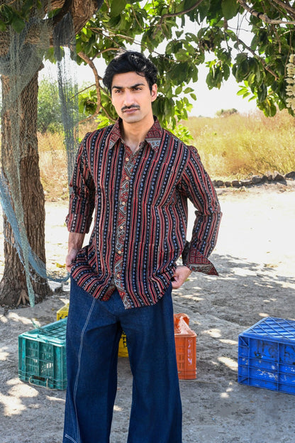 Trikona ajrakh shirt