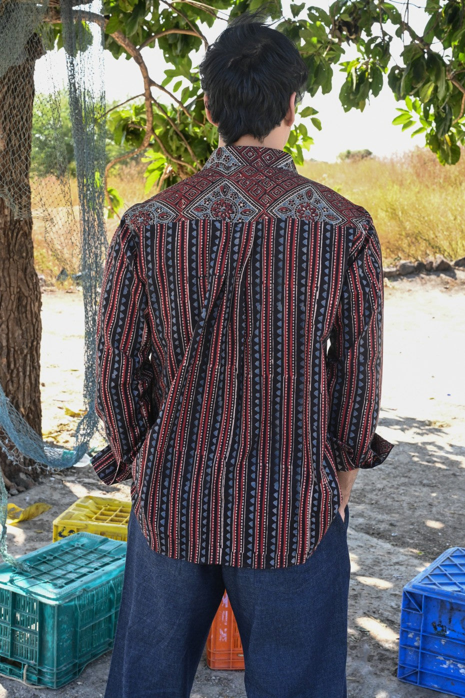 Trikona ajrakh shirt