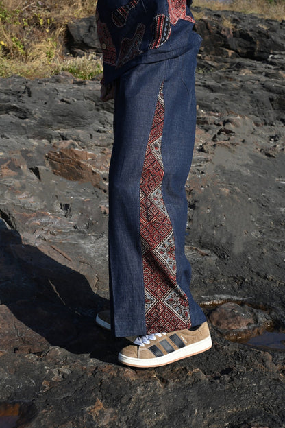 Denim Ajrakh Pants