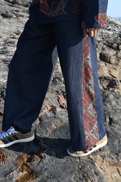 Denim Ajrakh Pants