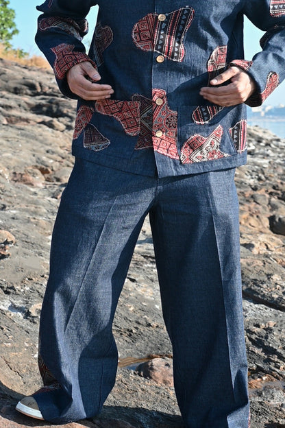Denim Ajrakh Pants