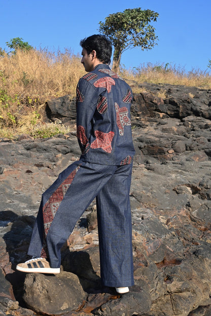 Denim Ajrakh Pants