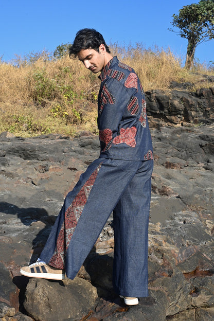 Denim Ajrakh Pants