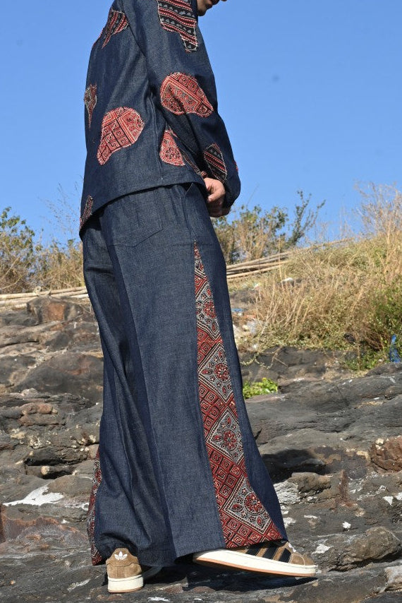 Denim Ajrakh Pants