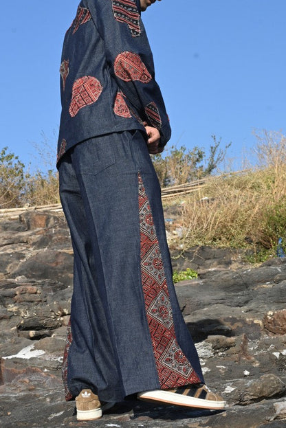 Denim Ajrakh Pants