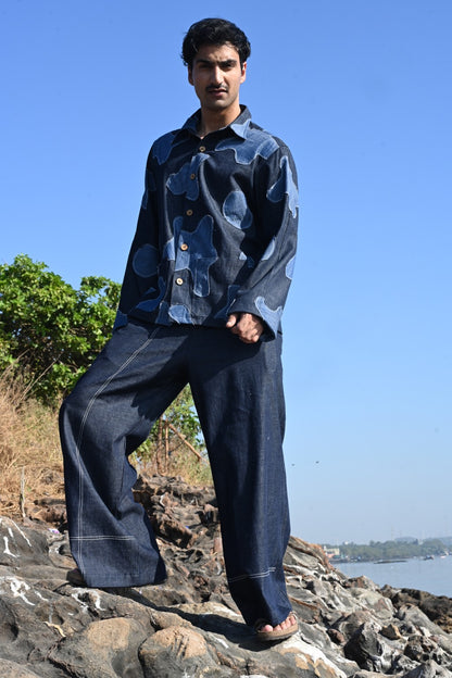 Denim linen pants