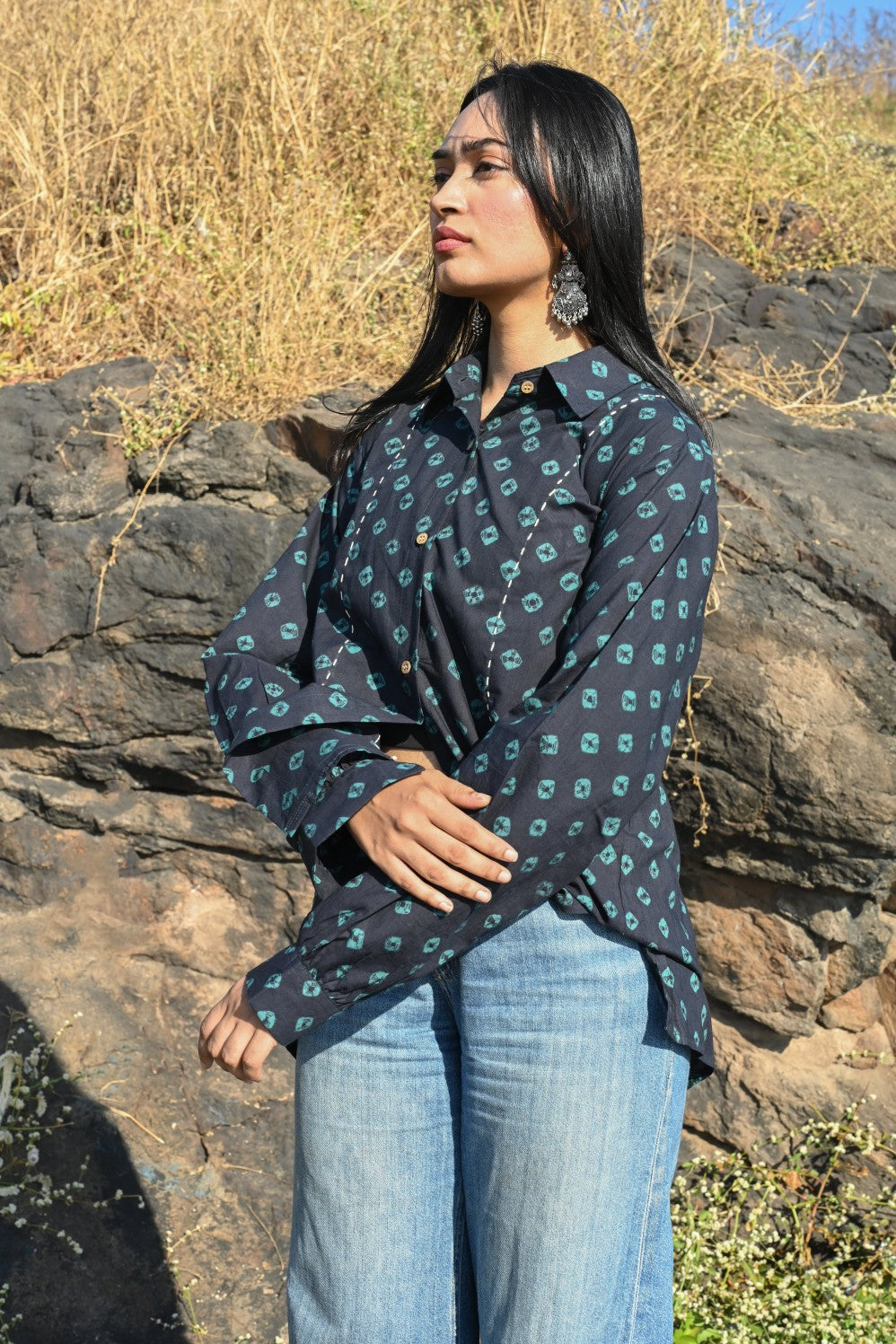 Midnight bandhani shirt