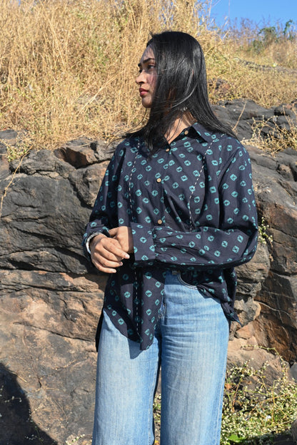Midnight bandhani shirt