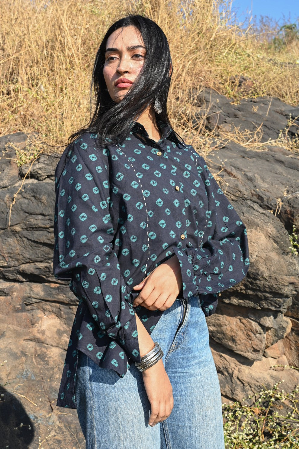 Midnight bandhani shirt