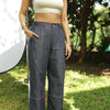 Women denim linen pant