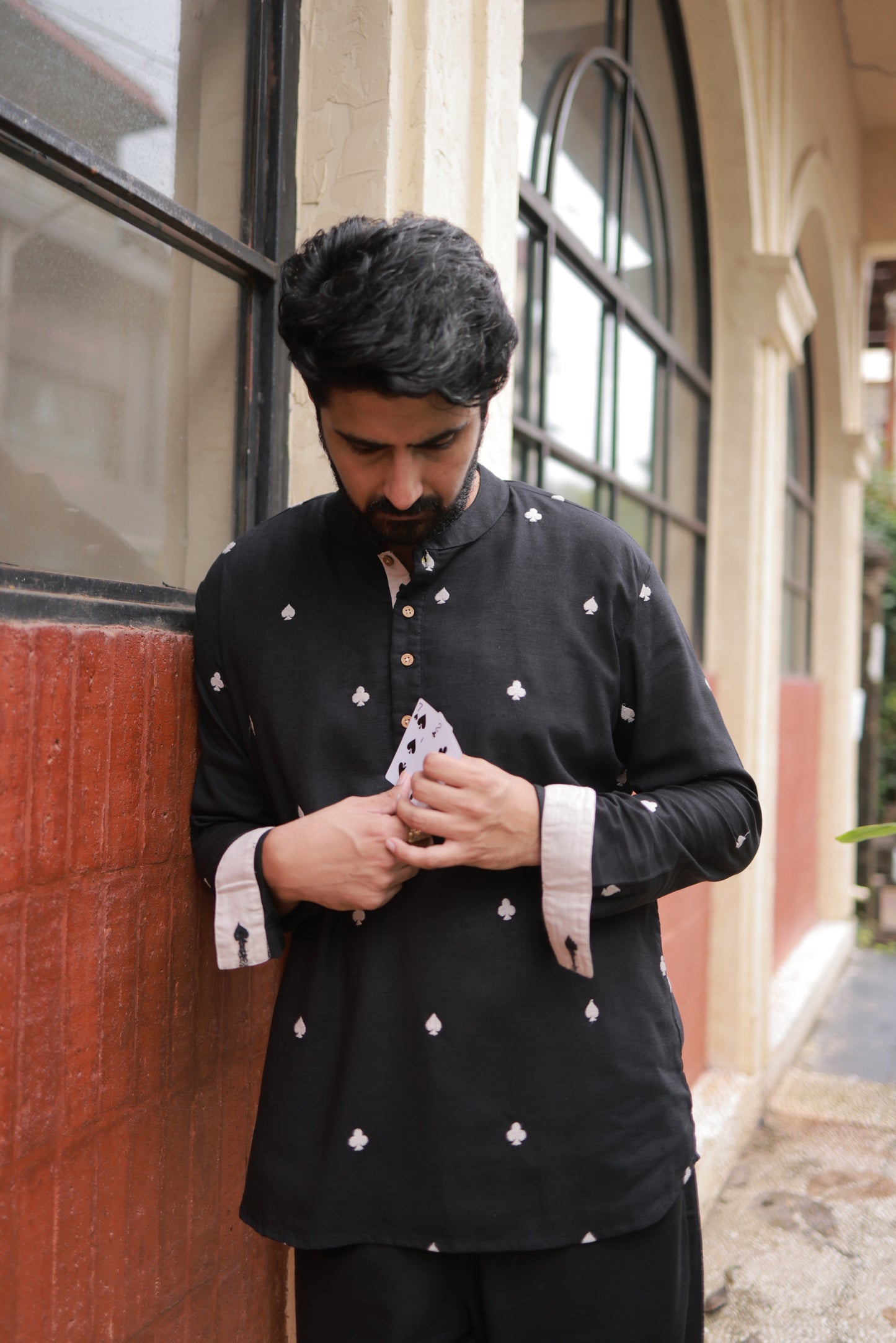 Clubs & Spades-BL Short Kurta