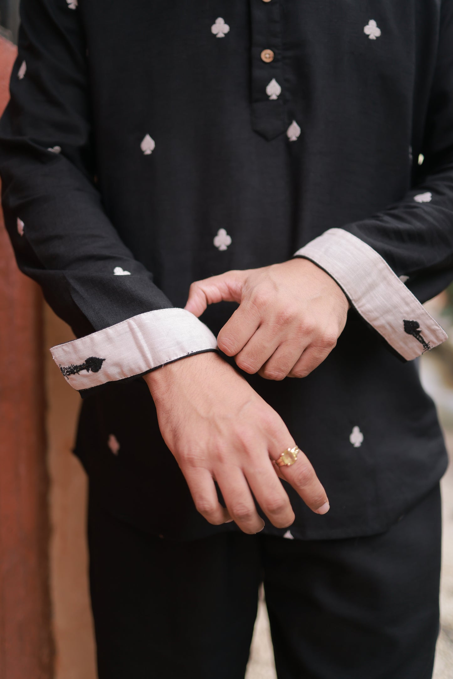 Clubs & Spades-BL Short Kurta