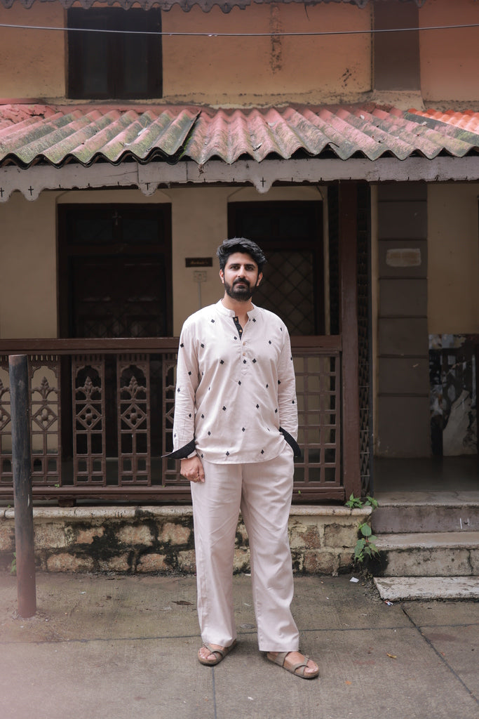 Clubs & Spades-Beige Short Kurta