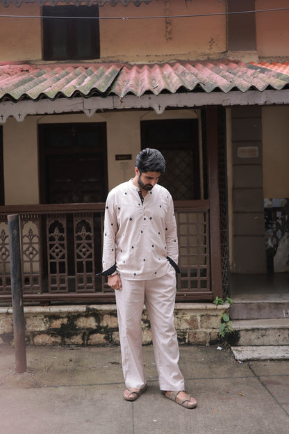 Clubs & Spades-Beige Short Kurta