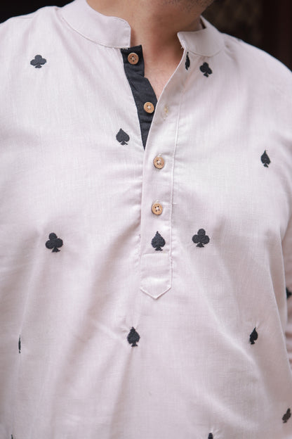 Clubs & Spades-Beige Short Kurta