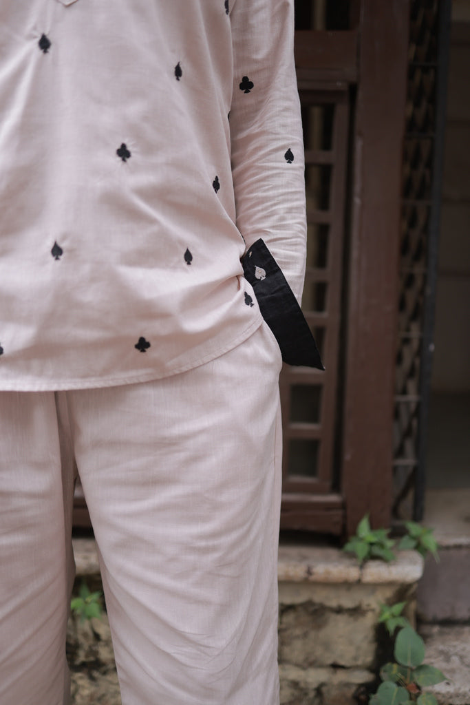 Clubs & Spades-Beige Short Kurta