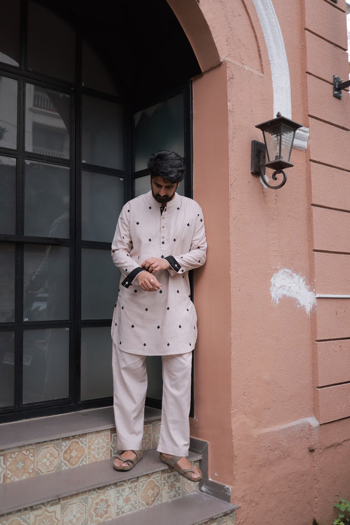 Clubs & Spades-Beige Kurta