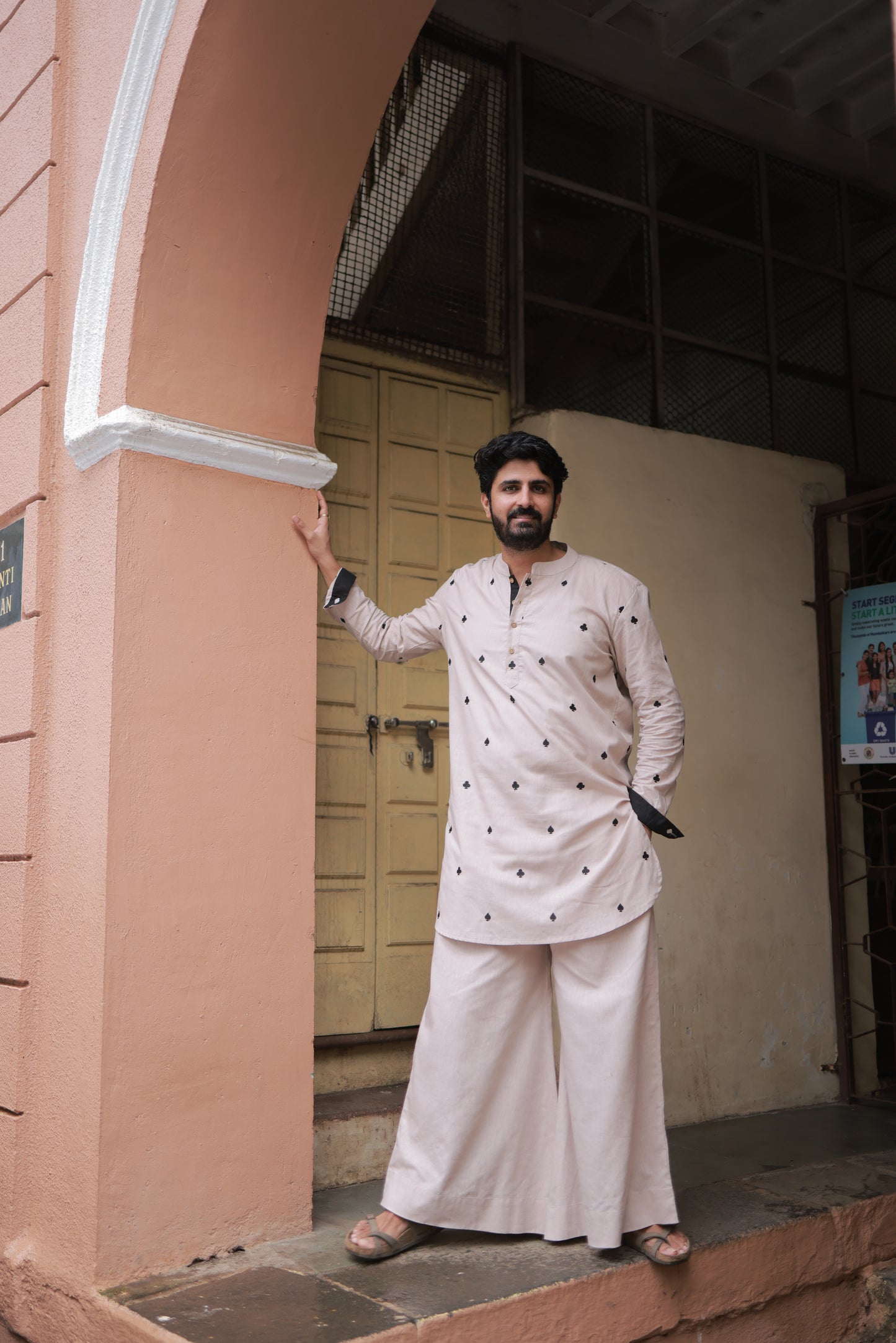 Clubs & Spades - Beige Kurta set