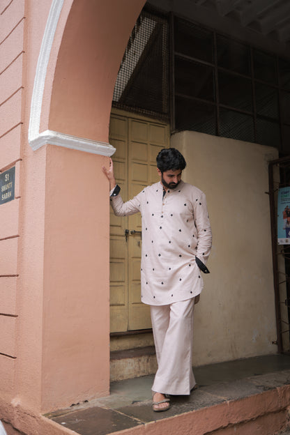 Clubs & Spades - Beige Kurta set