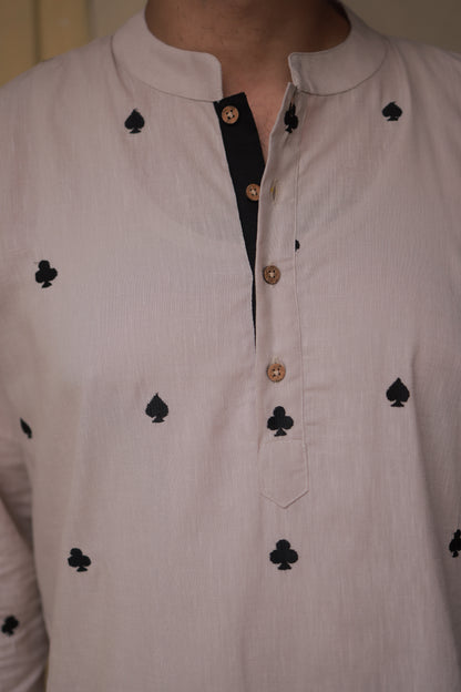 Clubs & Spades-Beige Kurta