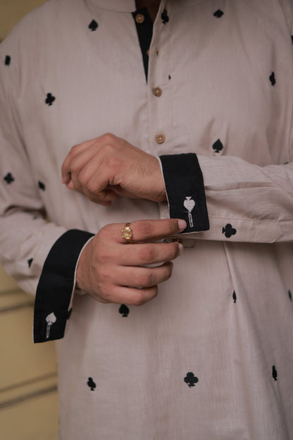 Clubs & Spades - Beige Kurta set