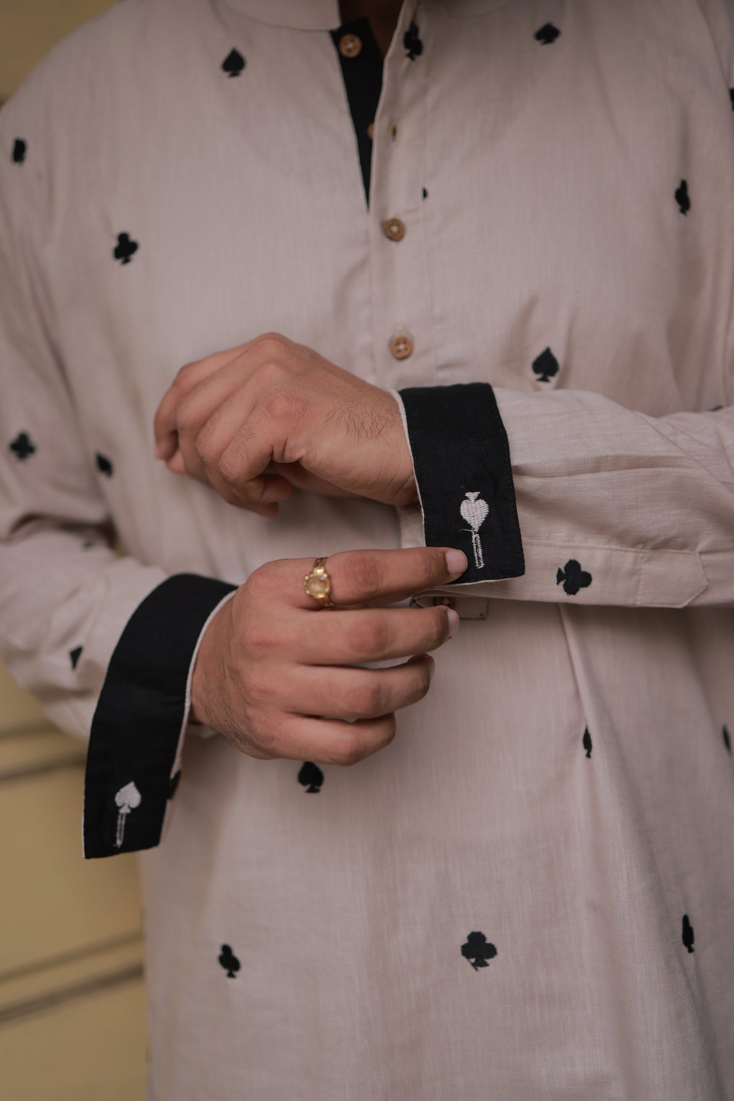 Clubs & Spades-Beige Kurta