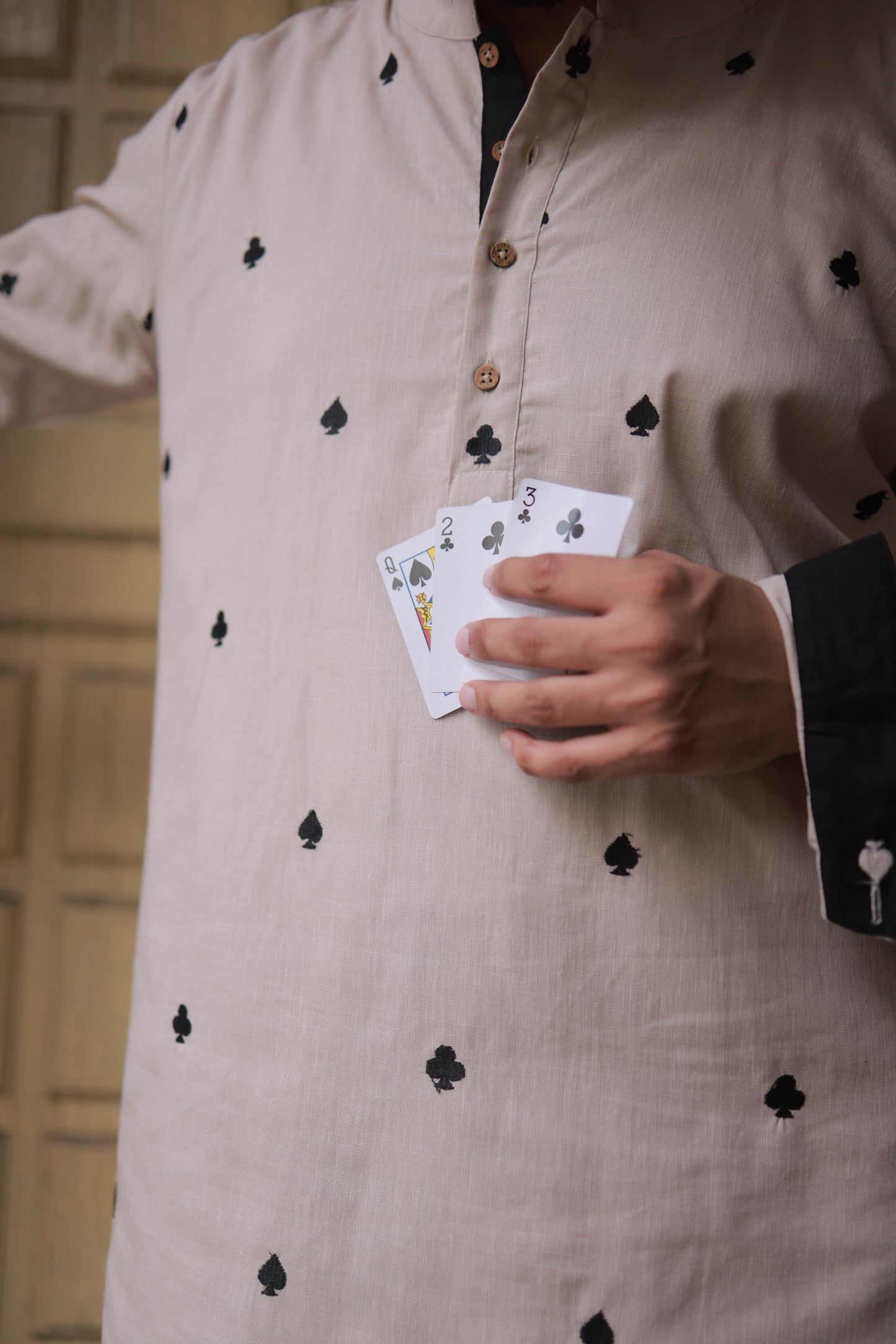 Clubs & Spades - Beige Kurta set