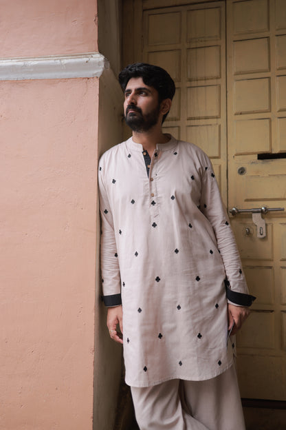 Clubs & Spades - Beige Kurta set