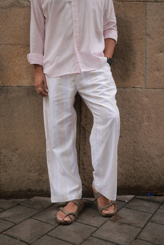 White and beige stripe Pants