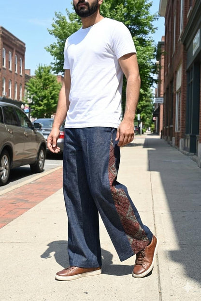 Denim Ajrakh Pants