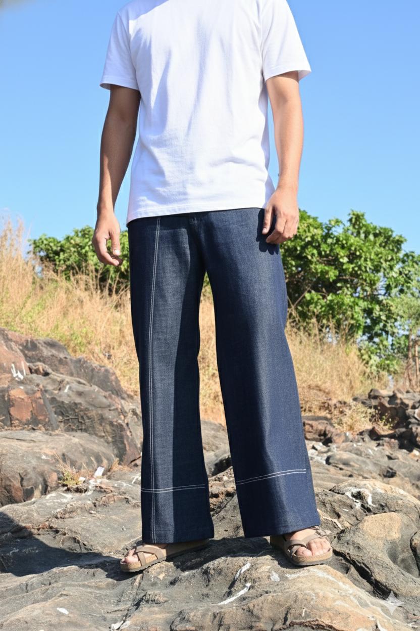 Denim linen pants